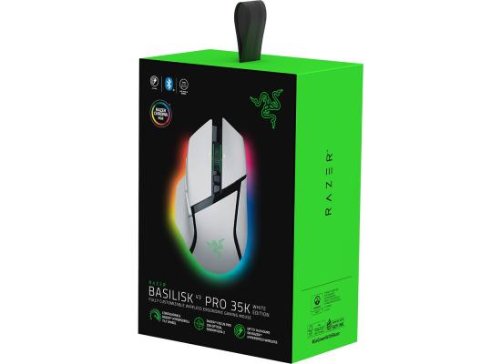 Razer Basilisk V3 Pro 35K Wireless Gaming Mouse, Right-Handed, Focus Pro 35K Optical Sensor Gen-2, 35000 Max DPI, Optical Mouse Switches Gen-3, 4-Way HyperScroll Tilt Wheel, White