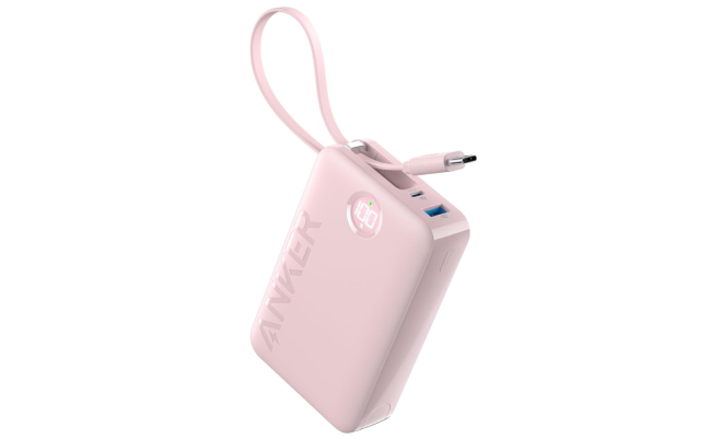 Anker Power Bank Battery Pack, 20,000mAh 22.5W High Speed Charging Portable Charger with Built-in USB C Cable, 1 USB-C, 1 USB-A, for iPhone 15/15 Plus/15 Pro/15 Pro Max, MacBook, Galaxy - Pink Anker Power Bank Battery Pack, 20,000mAh 22.5W High Speed Charging Portable Charger with Built-in USB C Cable, 1 USB-C, 1 USB-A, for iPhone 15/15 Plus/15 Pro/15 Pro Max, MacBook, Galaxy - Pink