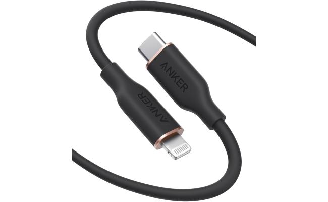 Anker CA-A8663 USB-C to Lightning Cable, (Midnight Black, 1.8M), MFi Certified, Powerline III Flow Silicone Fast Charging Cable for iPhone 13 13 Pro 12 11 X XS XR 8 Plus - Back Anker CA-A8663 USB-C to Lightning Cable, (Midnight Black, 1.8M), MFi Certified, Powerline III Flow Silicone Fast Charging Cable for iPhone 13 13 Pro 12 11 X XS XR 8 Plus - Back