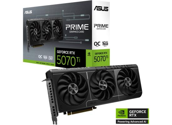 ASUS Prime GeForce RTX 5070 Ti OC Edition 16GB GDDR7 256-Bit Memory Graphics Card, 16GB GDDR7 256-Bit Memory, 2497 MHz Boost Clock, 8960 CUDA Cores, PCI Express 5.0