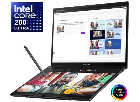 ASUS Zenbook Duo (2025) UX8406CA NEW Intel Core Ultra 9 Gen II 285H 16-Cores w/ Dual 3K OLED 120Hz Touch Screens & BIG Battery - Inkwell Gray