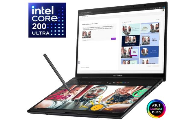 ASUS Zenbook Duo (2025) UX8406CA NEW Intel Core Ultra 9 Gen II 285H 16-Cores w/ Dual 3K OLED 120Hz Touch Screens & BIG Battery - Inkwell Gray