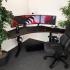 Arozzi Arena Angelo L Shaped Gaming Desk, PC Gaming Desk L Shape, Height Adjustable L Shaped Standing Desk for Home Office, Computer Desk with Full Coverage Mouse Pad , Gun Metal