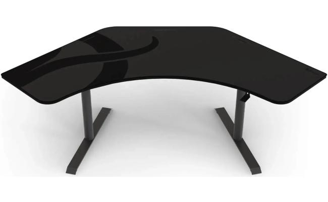 Arozzi Arena Angelo L Shaped Gaming Desk, PC Gaming Desk L Shape, Height Adjustable L Shaped Standing Desk for Home Office, Computer Desk with Full Coverage Mouse Pad , Gun Metal