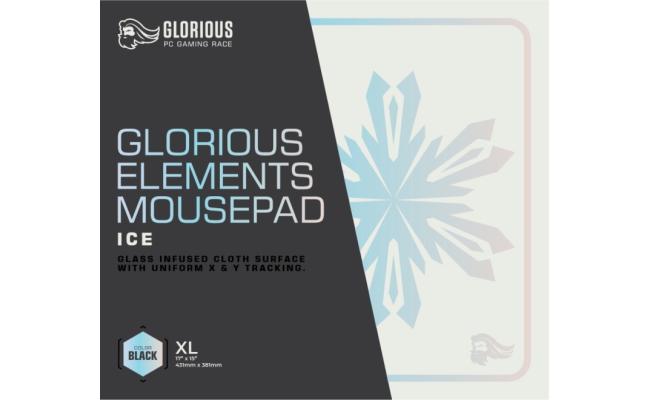 Glorious Elements Mousepad - XL Mouse Pad - Glass Infused Flexible Cloth Computer Desk Pad for Speed Gaming 430X380X4MM (ICE)