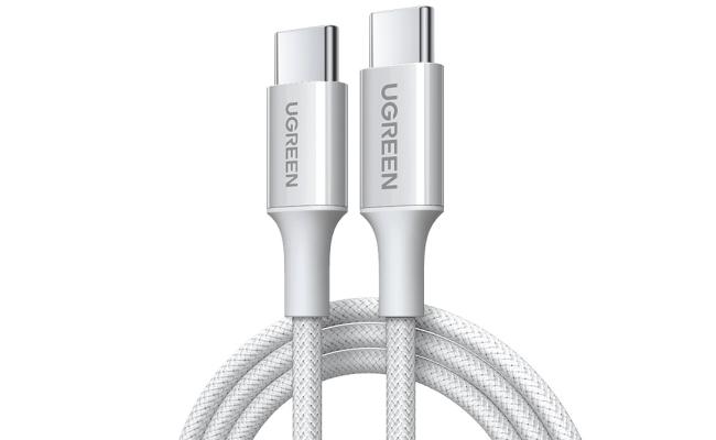 UGREEN L501 Type-C To Type-C 60W 3A Fast Data Charging Cable 1m - White