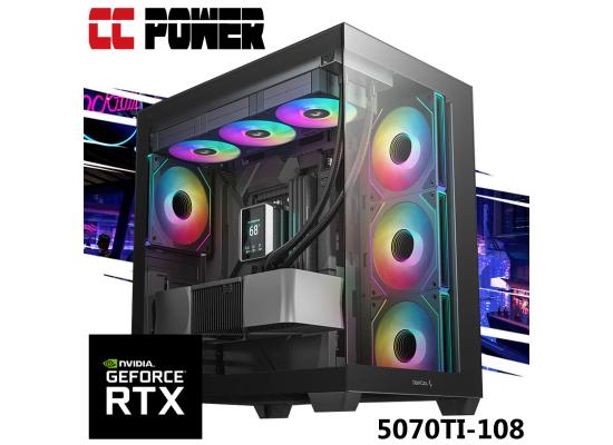 CC Power 5070TI-108 Gaming PC 14Gen Intel Core i7 20-Cores w/ Nvidia RTX 5070 TI 16GB DDR7 & Advanced Air Cooler
