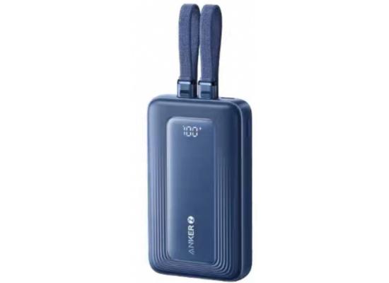 Anker Zolo Power Bank, 10,000mAh 30W Max Fast Portable Charger with Built-in USB-C and MFi Certified Lightning Cables, USB-C&A, Battery Pack for iPhone 16/15 Series, MacBook, Galaxy - Dark Blue