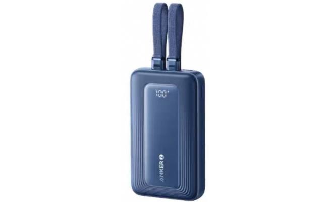 Anker Zolo Power Bank, 10,000mAh 30W Max Fast Portable Charger with Built-in USB-C and MFi Certified Lightning Cables, USB-C&A, Battery Pack for iPhone 16/15 Series, MacBook, Galaxy - Dark Blue