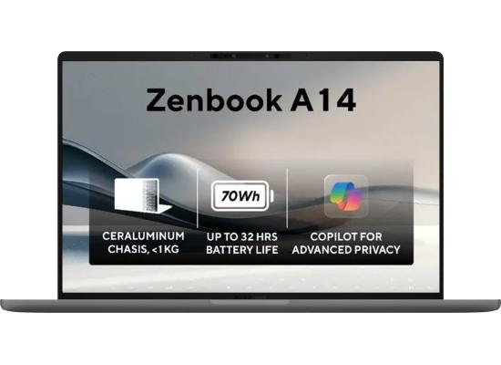 ASUS Zenbook A14 (2024) UX3407RA Copilot+ PC NEW Snapdragon X Elite 78 12-Cores AI-Powered up to 18 hours Ultra -Lightweight 980g w/ Dedicated Copilot  Key & OLED - Iceland Gray