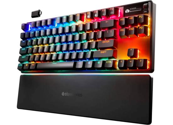 SteelSeries Apex Pro TKL Gen 3 Wireless Mechanical Gaming Keyboard, OmniPoint 3.0 Adjustable HyperMagnetic Switches, Double Shot PBT Keycaps, US English Layout, Wireless Connectivity, Black