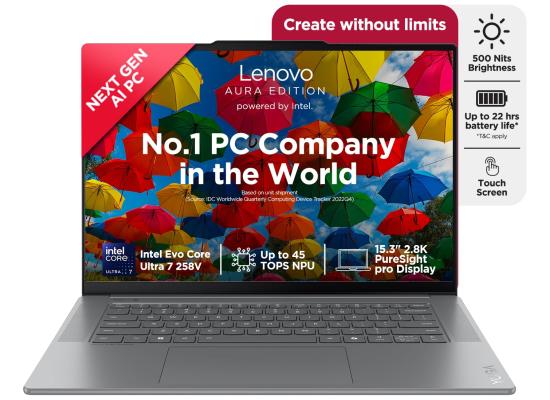 Lenovo Yoga Slim 7i Aura Edition (2025) NEW Intel Core Ultra 7 Gen II 258V 8-Cores CoPilot+ PC w/ Intel® Arc™ Graphics 140V & 2.8K OLED 120Hz Screen