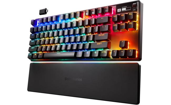 SteelSeries Apex Pro TKL Wireless Mechanical Keyboard (2023), OmniPoint Switches, Adjustable Actuation, With RGB Backlighting, OLED Smart Display, Full Key, USB Type C, English Layout, Black SteelSeries Apex Pro TKL Wireless Mechanical Keyboard (2023), OmniPoint Switches, Adjustable Actuation, With RGB Backlighting, OLED Smart Display, Full Key, USB Type C, English Layout, Black