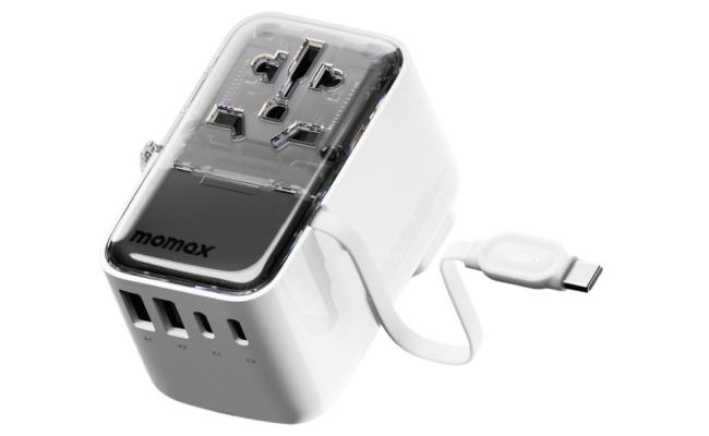 Momax World+ Flow 35W 4-Port charger is a universal travel charger featuring a compact and lightweight design. It includes 4 ports (2 USB-A and 2 USB-C) with a built-in retractable USB-C cable- White Momax World+ Flow 35W 4-Port charger is a universal travel charger featuring a compact and lightweight design. It includes 4 ports (2 USB-A and 2 USB-C) with a built-in retractable USB-C cable- White