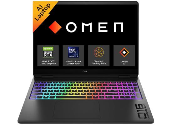 HP OMEN MAX (2025) 16-ah0004ne NEW Intel Core Ultra 9 Gen II 275HX 24-Cores w/ NVIDIA RTX™ 5070 12GB DDR7 & 2.5K OLED 240Hz Display , Shadow Black