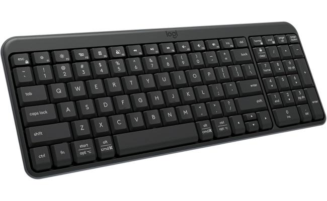 Logitech K250 Bluetooth Keyboard with Numpad Compact Keyboard Made with Recycled Plastic, Spill-Resistant, Comfortable Keys - Windows/MacOS Arabic / English Layout , Graphite