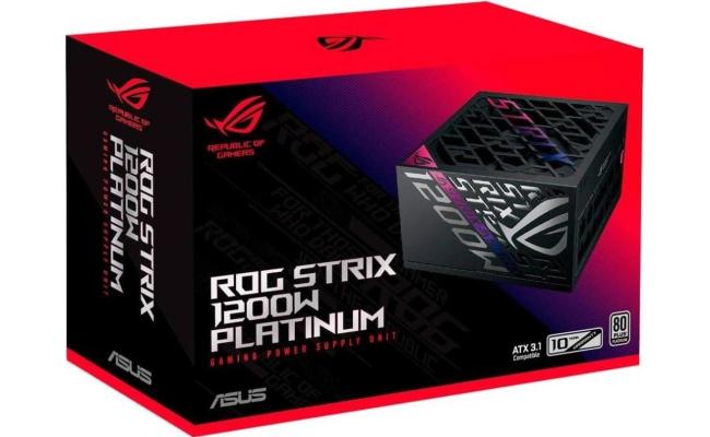 ASUS ROG Strix 1200W Fully Modular 80+ Platinum Active PFC, GaN MOSFET, ATX 3.1 Compatible, Cybernetic Lambda A+, Dual Ball Fan bearings, Black