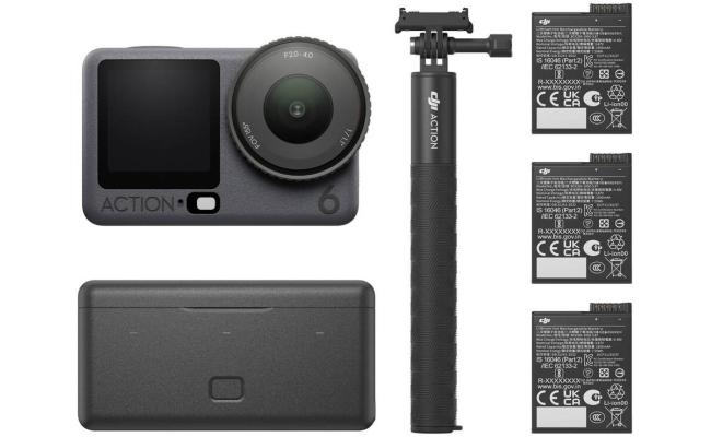 DJI Osmo Action 6 Adventure Combo, 38MP 1/1.1" Square CMOS Sensor, 155° FOV, Up to UHD 4K120 Video, 8K Still Photos, 3 Stereo Mics, OsmoAudio, Voice Control, Waterproof to 65.6', Black DJI Osmo Action 6 Adventure Combo, 38MP 1/1.1" Square CMOS Sensor, 155° FOV, Up to UHD 4K120 Video, 8K Still Photos, 3 Stereo Mics, OsmoAudio, Voice Control, Waterproof to 65.6', Black