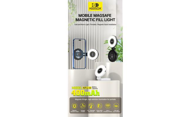 KOOSDA KR-L12 Magnetic Selfie Light Portable USB Rechargeable Adjustable Brightness Magnetic fill Pocket Light KOOSDA KR-L12 Magnetic Selfie Light Portable USB Rechargeable Adjustable Brightness Magnetic fill Pocket Light