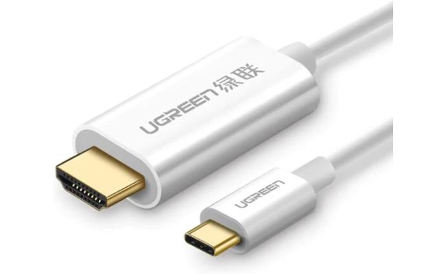 UGREEN USB Type C to HDMI Cable, ABS Case, 24K Gold-Plated Connector, Anti-Interference, Anti-Oxidation, Multiple Interior Shielding, 1.5 Meter Length, White UGREEN USB Type C to HDMI Cable, ABS Case, 24K Gold-Plated Connector, Anti-Interference, Anti-Oxidation, Multiple Interior Shielding, 1.5 Meter Length, White