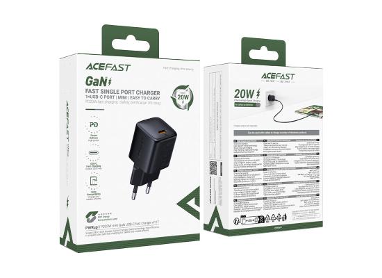 ACEFAST A117 Fast Charge Wall Charger 20W GaN Flame-Retardant PC Safety certification 1x USB-C  - EU Interface