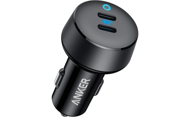 Anker 323 Car Charger, 52W, Dual Port High-Speed Charging, USB-C + USB-A Ports, Universal Compatibility with Power IQ 3.0, Compact Design, Matte Finish, LED Light, Black
