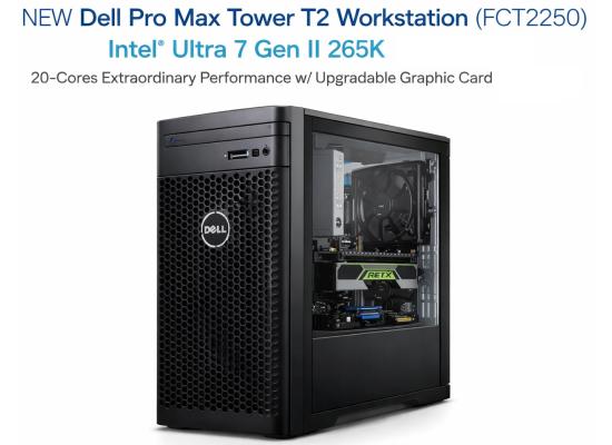 Dell Pro Max Tower T2 Workstation FCT2250 (2025) NEW Intel® Ultra 7 Gen II 265K 20-Cores Extraordinary Performance w/ Upgradable Graphic Card & 3 Years Warranty  - Black