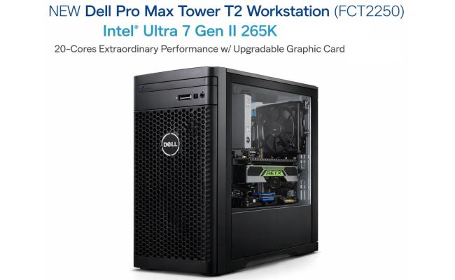Dell Pro Max Tower T2 Workstation FCT2250 (2025) NEW Intel® Ultra 7 Gen II 265K 20-Cores Extraordinary Performance w/ Upgradable Graphic Card & 3 Years Warranty - Black Dell Pro Max Tower T2 Workstation FCT2250 (2025) NEW Intel® Ultra 7 Gen II 265K 20-Cores Extraordinary Performance w/ Upgradable Graphic Card & 3 Years Warranty - Black