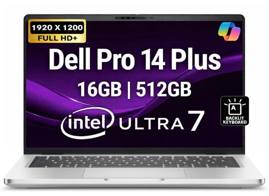 Dell Pro 14 Plus PB14250 (2025) AI Capable PC NEW Intel® Ultra 7 Gen II 265U vPro 12-Cores Elegant & Durable Aluminum Design w/ 3 Years Wrranty , Platinum Silver