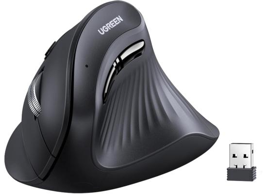 UGREEN Vertical Wireless (Bluetooth 5.0+2.4G) Ergonomic Mouse with 5 Buttons, 1000/1600/2000/4000 DPI, Prevention of Mouse Arm, Vertical Mouse Compatible with PC/Laptop/Tablet, Black