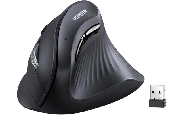 UGREEN Vertical Wireless (Bluetooth 5.0+2.4G) Ergonomic Mouse with 5 Buttons, 1000/1600/2000/4000 DPI, Prevention of Mouse Arm, Vertical Mouse Compatible with PC/Laptop/Tablet, Black UGREEN Vertical Wireless (Bluetooth 5.0+2.4G) Ergonomic Mouse with 5 Buttons, 1000/1600/2000/4000 DPI, Prevention of Mouse Arm, Vertical Mouse Compatible with PC/Laptop/Tablet, Black