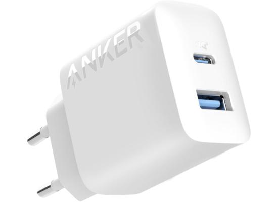 Anker Charger Power-port 20W USB C Gan Charger, 20W Maximum Output, USB-C and USB-A Port - White