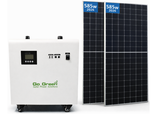 GO Green 4KW Solar Power Station (2000W Rated) w/ Built-in 4019 Watt-Hours Lithium iron phosphate (LiFePO4) + 900W Dual LONGi LR5-72HBD Solar Pannels & Low Voltage & Discharge Protection