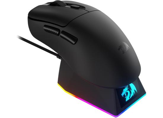 Redragon M998 Lightweight Wireless Gaming Mouse 3311 Sensor with RGB Magnetic Charging Dock, BT/2.4G Wireless/Wired Optical Mice, 24000 DPI, 5 Programmable Buttons for PC/Mac, Black