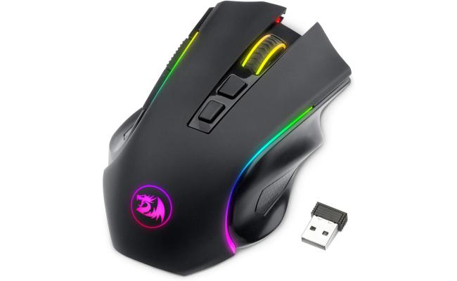 Redragon M602 Wireless Griffin RGB Gaming Mouse, Tri-Mode 2.4G/USB-C/Bluetooth Mouse Gaming, RGB Spectrum Backlit Ergonomic Mouse with 7 Programmable Backlight Modes up to 8000 DPI for Win PC Gamers