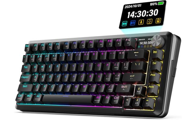 Redragon K708 Wireless Mechanical Keyboard with Screen, Volume Knob & Pre-Lubed Switches - Tri-Mode (Bluetooth/2.4G/USB-C) RGB Gasket Gaming Keyboard, Hot Swappable, 4000mAh Battery for PC, Mac, etc. Redragon K708 Wireless Mechanical Keyboard with Screen, Volume Knob & Pre-Lubed Switches - Tri-Mode (Bluetooth/2.4G/USB-C) RGB Gasket Gaming Keyboard, Hot Swappable, 4000mAh Battery for PC, Mac, etc.