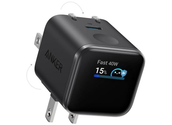 Anker Smart Display Charger, Anker Nano USB C Charger Block, 45W Max GaN Phone Charger,180° Foldable Plug,Smart Recognition,Built-in Care Mode,for iPhone17/16/15 - Black