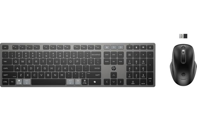HP 725 Multi-Device Rechargeable Wireless Keyboard and Mouse Combo , up to 2 Months (Keyboard) 30 Days (Mouse) of Usage From a 3-Minute Charge