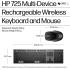 HP 725 Multi-Device Rechargeable Wireless Keyboard and Mouse Combo , up to 2 Months (Keyboard) 30 Days (Mouse) of Usage From a 3-Minute Charge