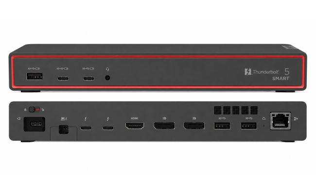 Lenovo ThinkPad Thunderbolt 5 Smart Dock 7500, 120Gbps Data Transfer, 180W Power Delivery, Multiple Display Support, 2.5Gbps Ethernet, Black