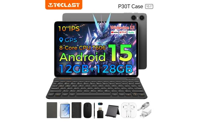 TECLAST P30T (2025) 10.1" IPS 90hz Android 14 WIFI Tablet (128GB Storage / 4GB + 8GB Shared Memory) 6000mAh Battery , Grey