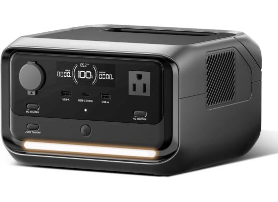 EcoFlow RIVER 3 Plus Portable Power Station (600W rated output and 1200W X-Boost), 245Wh Capacity, 600W Rated Output, 20ms UPS , 30dB Whisper Quiet, 1-hr Fast Charging, IP54 Waterproof Rated Battery Pack, Grey