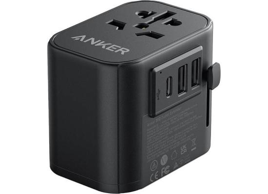 Anker 312 PowerExtend 30W, Wall Charger with Travel Plug, 1-Ports USB-C, 2-Ports USB-A, Wall Plug, 312 Outlet Extender, Black