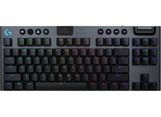 Logitech G915 X Lightspeed TKL Wireless Mechanical Gaming Keyboard, Double-Shot PBT Keycaps, Fully Programmable Keys, RGB Backlit Mac/PC Gaming Keyboards, Aluminum Finish, GL Clicky Switches - Black Color