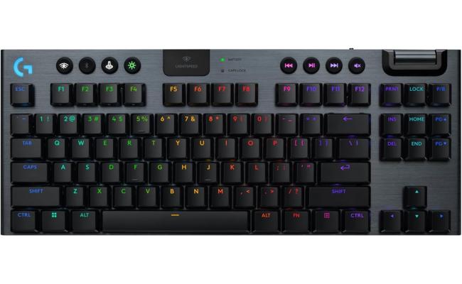 Logitech G915 X Lightspeed TKL Wireless Mechanical Gaming Keyboard, Double-Shot PBT Keycaps, Fully Programmable Keys, RGB Backlit Mac/PC Gaming Keyboards, Aluminum Finish, GL Clicky Switches - Black Color Logitech G915 X Lightspeed TKL Wireless Mechanical Gaming Keyboard, Double-Shot PBT Keycaps, Fully Programmable Keys, RGB Backlit Mac/PC Gaming Keyboards, Aluminum Finish, GL Clicky Switches - Black Color
