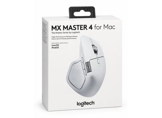 Logitech MX Master 4 For Mac , Ergonomic Wireless Mouse with Advanced Performance Haptic Feedback, Ultra-Fast Scrolling, USB-C Charging, Bluetooth, Windows, MacOS - Pale Grey