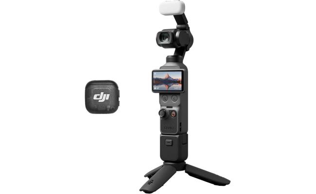 DJI Osmo Pocket 4 Creator Combo Action Camera, 1" CMOS Sensor, 4K 240fps Video, 3 Axis Stabilized, 107GB Storage, ActiveTrack, 7 Smart Tracking, 10Bit D Log Color, Black