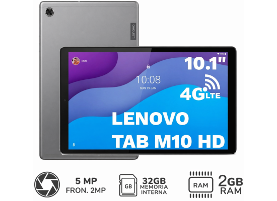 Lenovo Tab M10 (HD) TB-X306X 10.1" Andriod 10 Tablet 4G SIM & WIFI Platinum Grey with Metallic Body