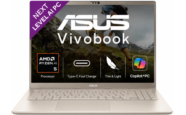 ASUS Vivobook 14 (2026) M1407KA-LY174W Laptop | AMD Ryzen AI 5 330 | 16GB DDR5 | 512GB SSD | 14" WUXGA | Windows 11 Home | Platinum Gold ASUS Vivobook 14 (2026) M1407KA-LY174W Laptop | AMD Ryzen AI 5 330 | 16GB DDR5 | 512GB SSD | 14" WUXGA | Windows 11 Home | Platinum Gold