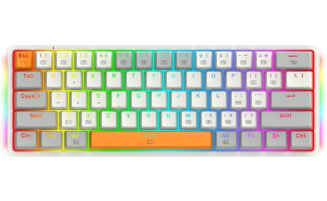 Redragon K642 Akali 60% Mechanical Keyboard, Outemu Red Switches, Hot-Swappable, Detachable Type-C Cable, Programmable Keys & Lighting, ABS Keycaps, English Layout, White